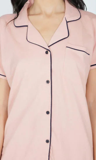 Solid Pink Pajama Night Suit Set