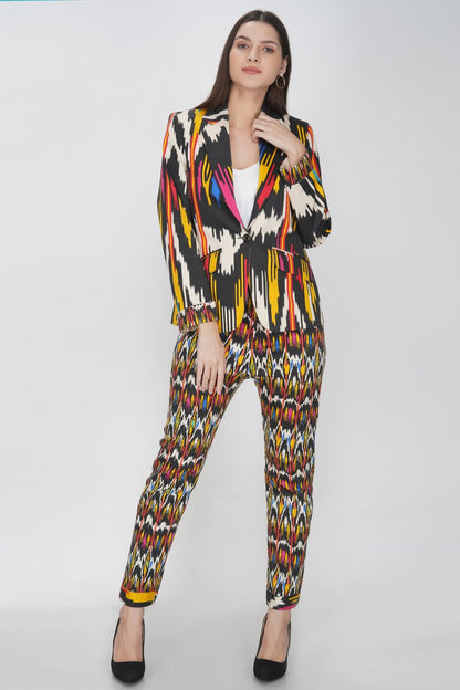 Ikat print blazer set