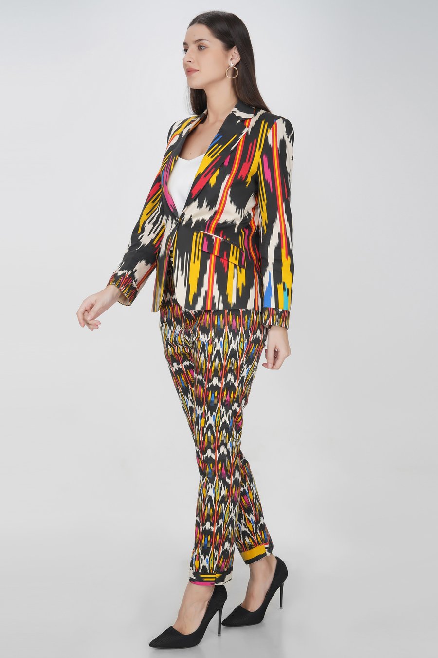 Ikat print blazer set