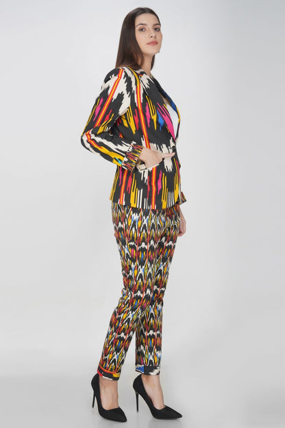 Ikat print blazer set