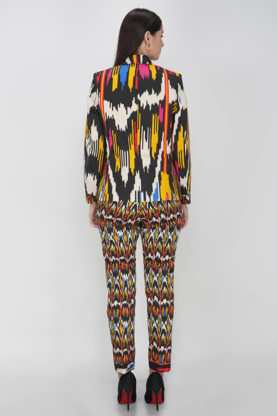 Ikat print blazer set