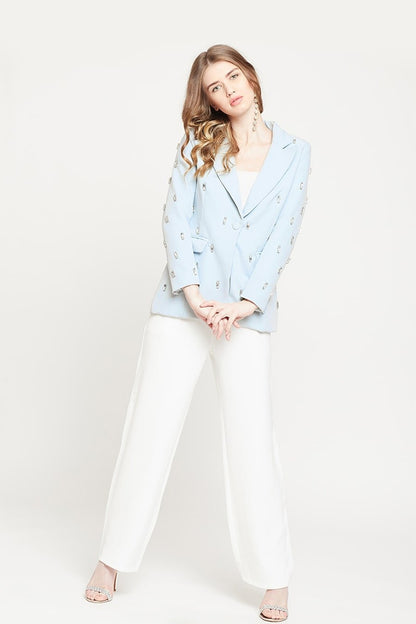 Blue Crystal Studded Blazer