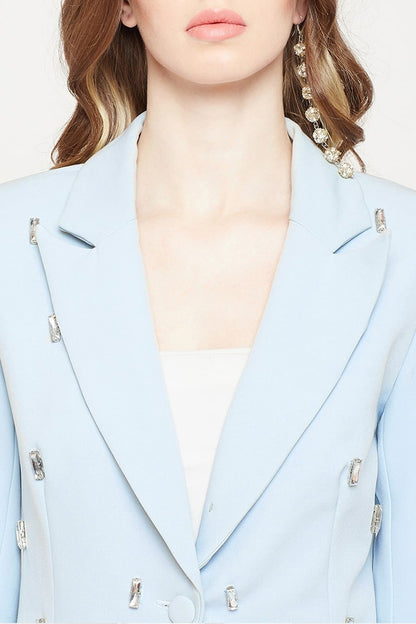 Blue Crystal Studded Blazer