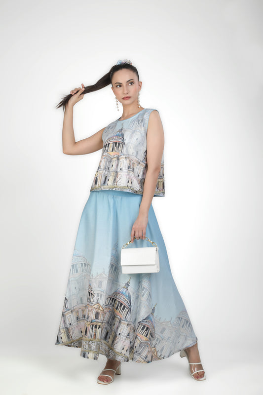 Blue Urban Echo Cut Sleeve Top