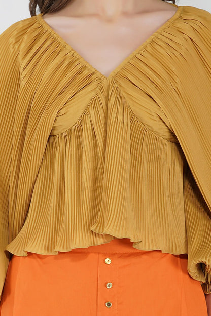 Beige Crinkle Top