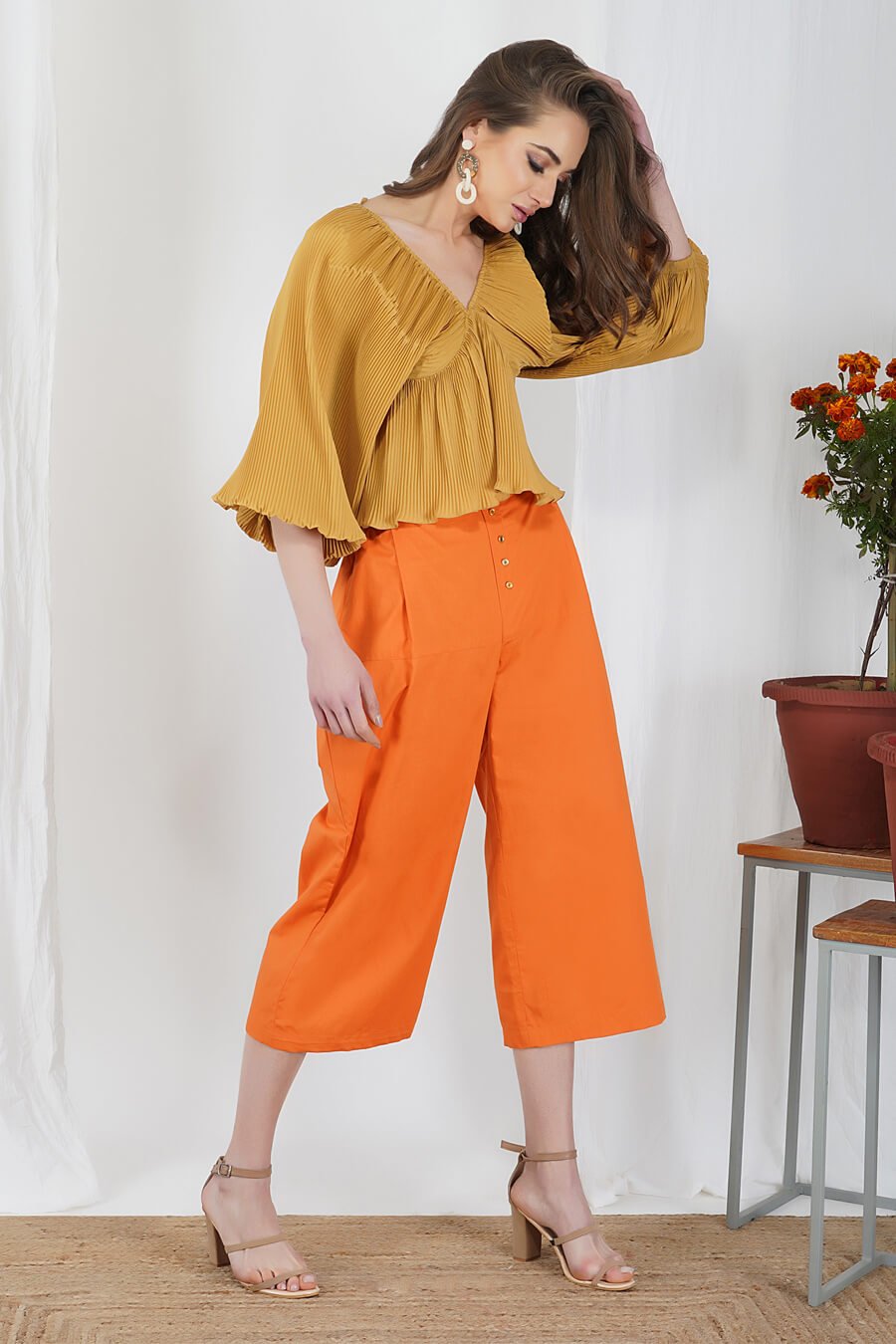 Beige Crinkle Top
