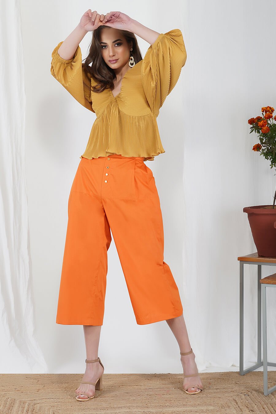 Beige Crinkle Top
