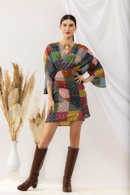 Bohemian digital Printed  Wrap Dress