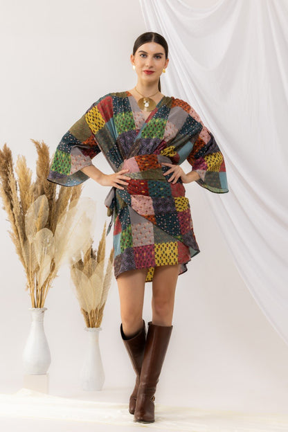 Bohemian digital Printed  Wrap Dress