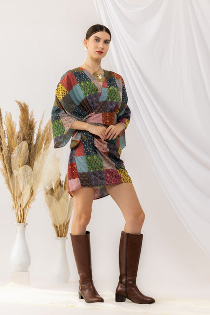 Bohemian digital Printed  Wrap Dress