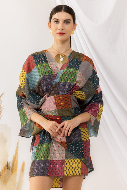 Bohemian digital Printed  Wrap Dress