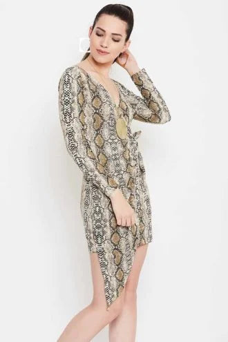 Brown Snake Print Dress