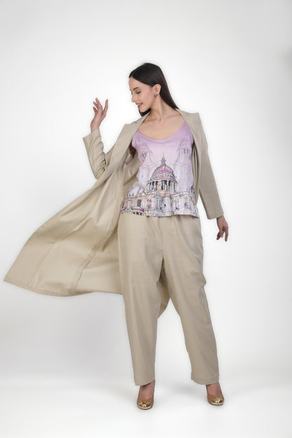 Cascade Cityscape Co-ord With Lavender Spaghetti