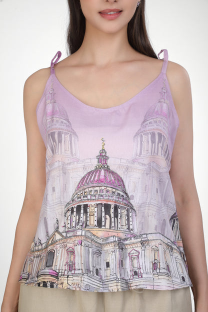 Cascade Cityscape Co-ord With Lavender Spaghetti