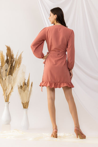 Coral Rose Wrap Dress