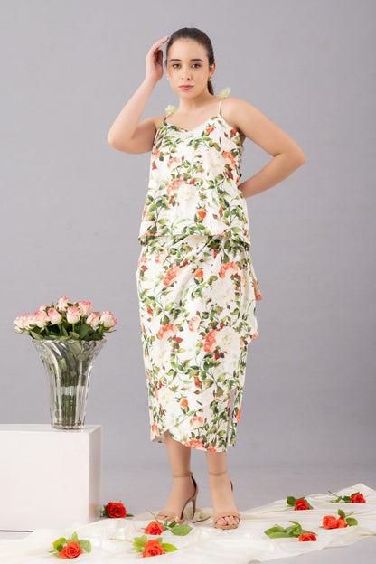 Cotton Printed Wrap Skirt Coord Set