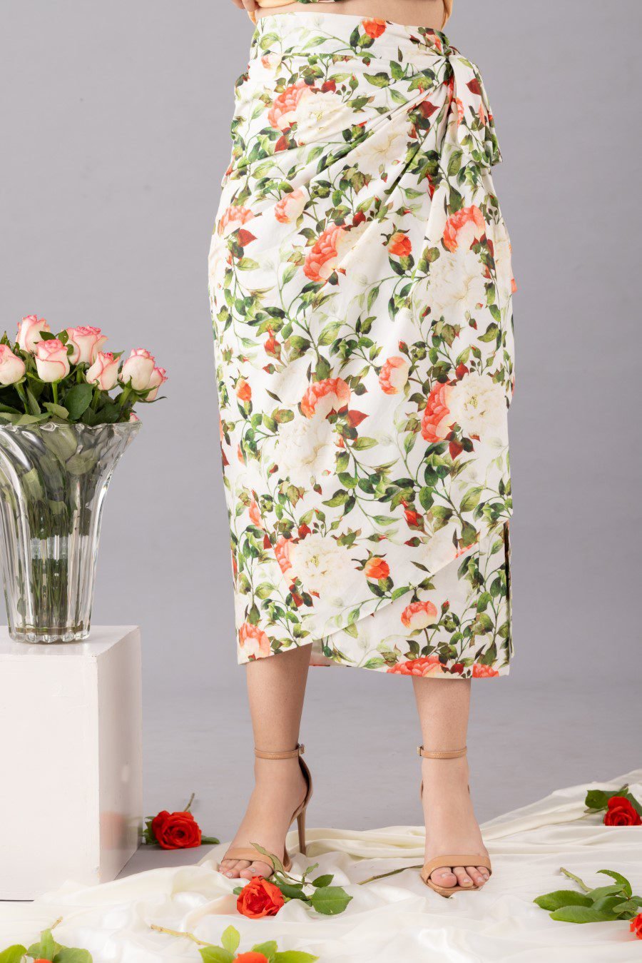 Cotton Printed Wrap Skirt Coord Set