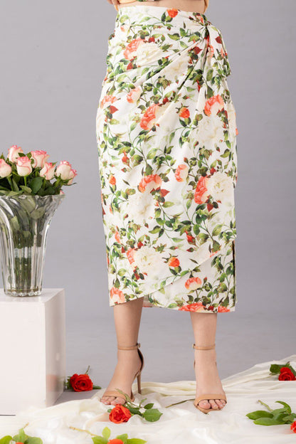 Cotton Printed Wrap Skirt Coord Set