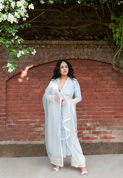 Kovet Dusky Blue V-Neck Suit