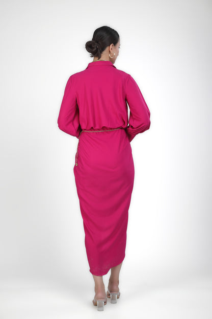 Fuchsia Draped Maxi Dress