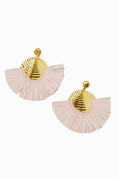 Golden and Light Pink Geometric Drop Earrings