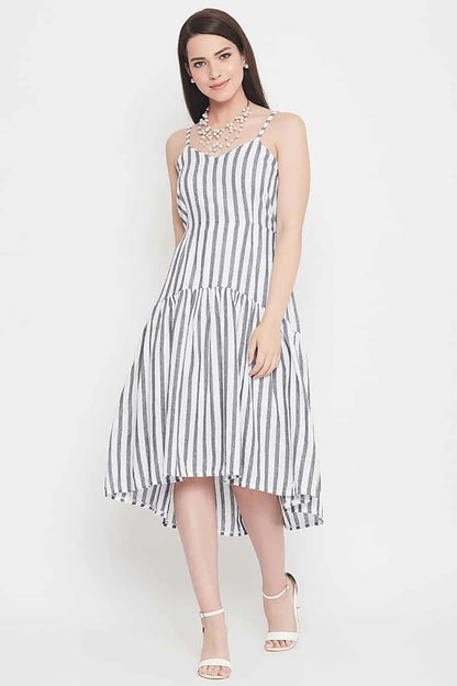 Grey And White Stripe Dress