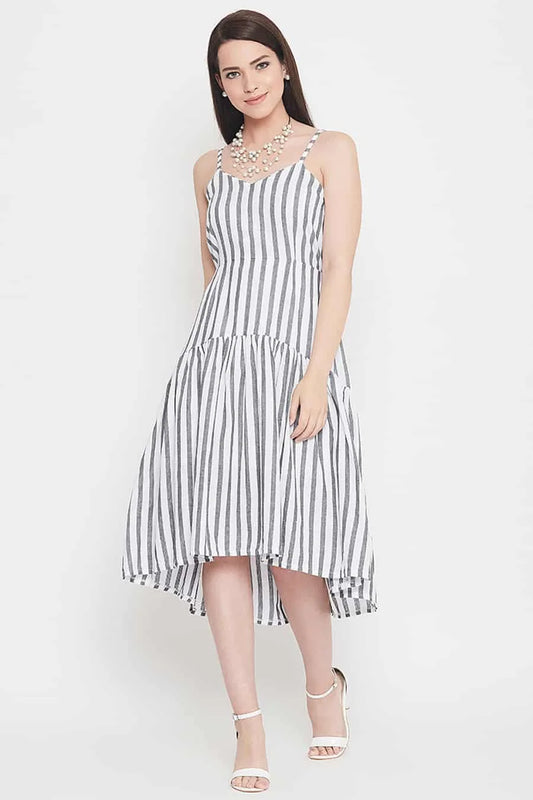 Grey And White Stripe Dress