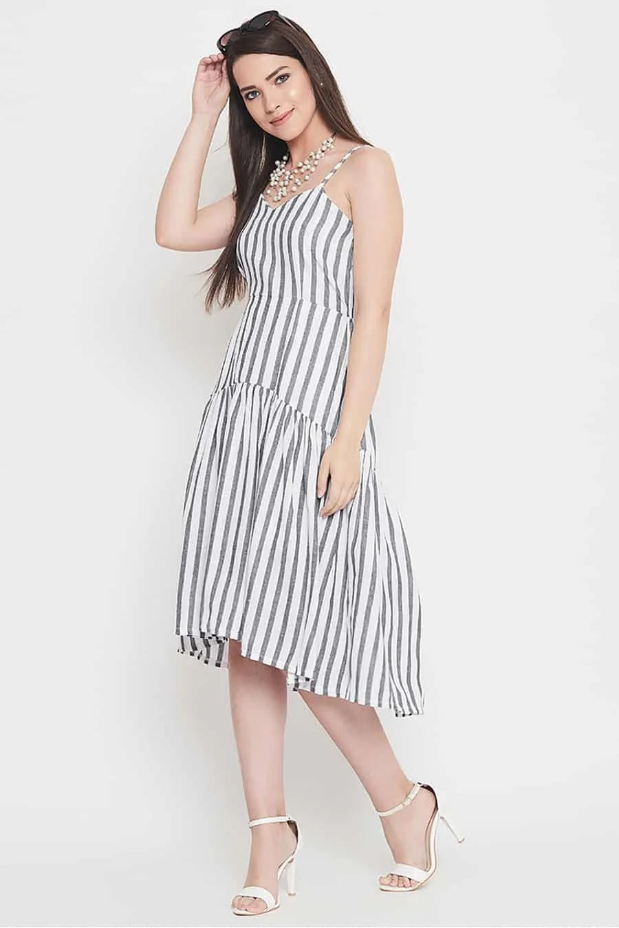 Grey And White Stripe Dress