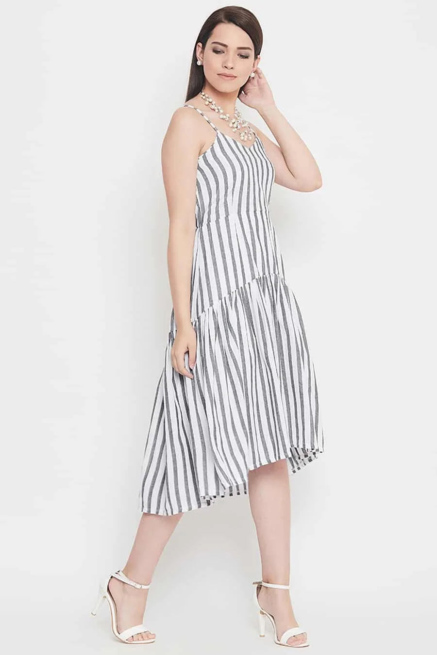 Grey And White Stripe Dress