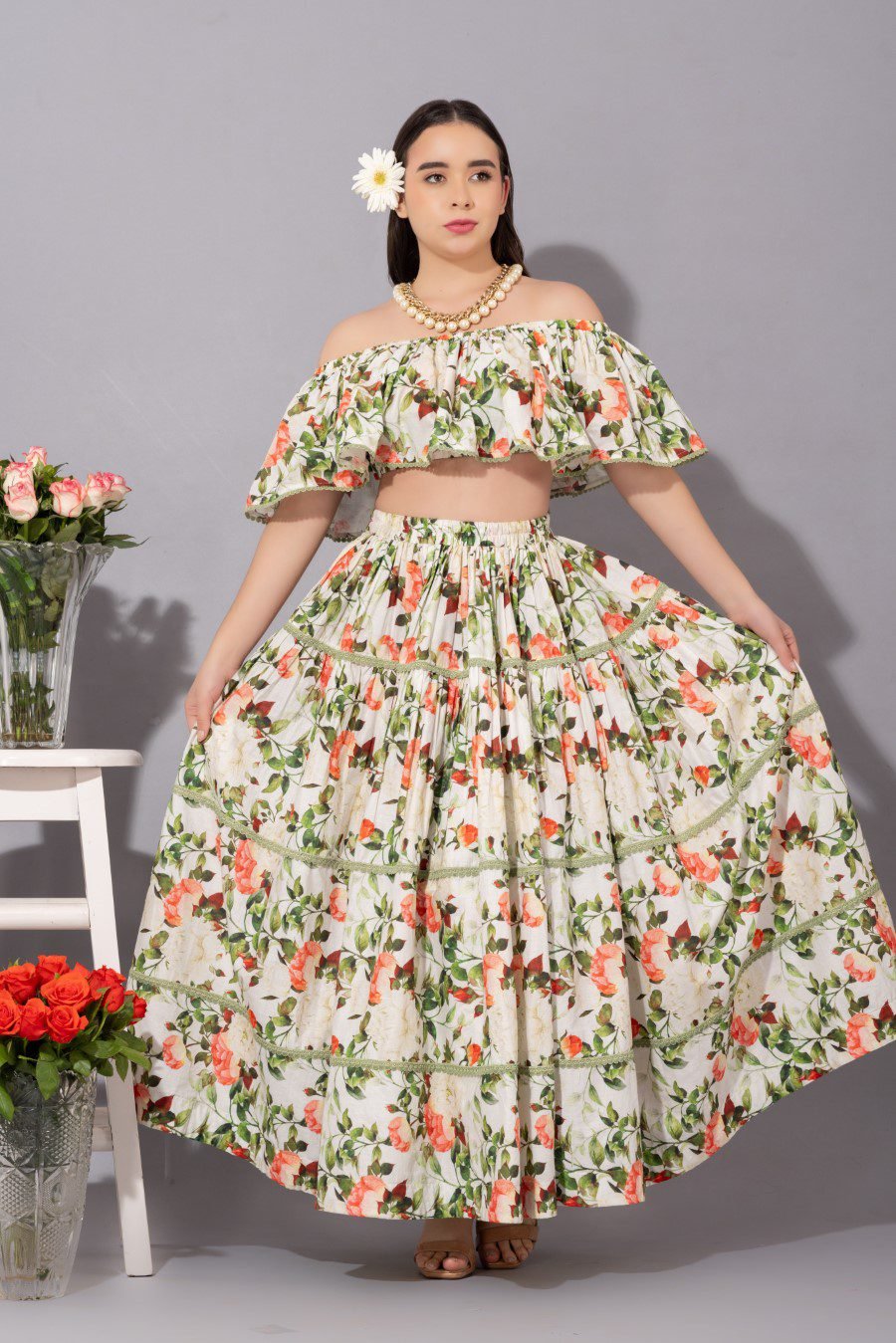 HAWIAN SKIRT CO-ORD SET(SET OF 2)