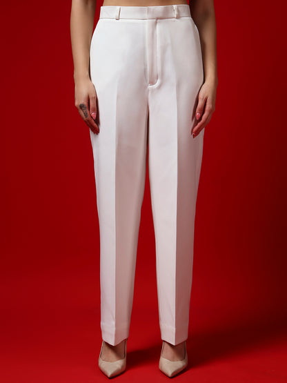 Ivory Off-Shoulder Banana Crepe Blazer Co-Ord Set with Silver Trim(Set of 2)