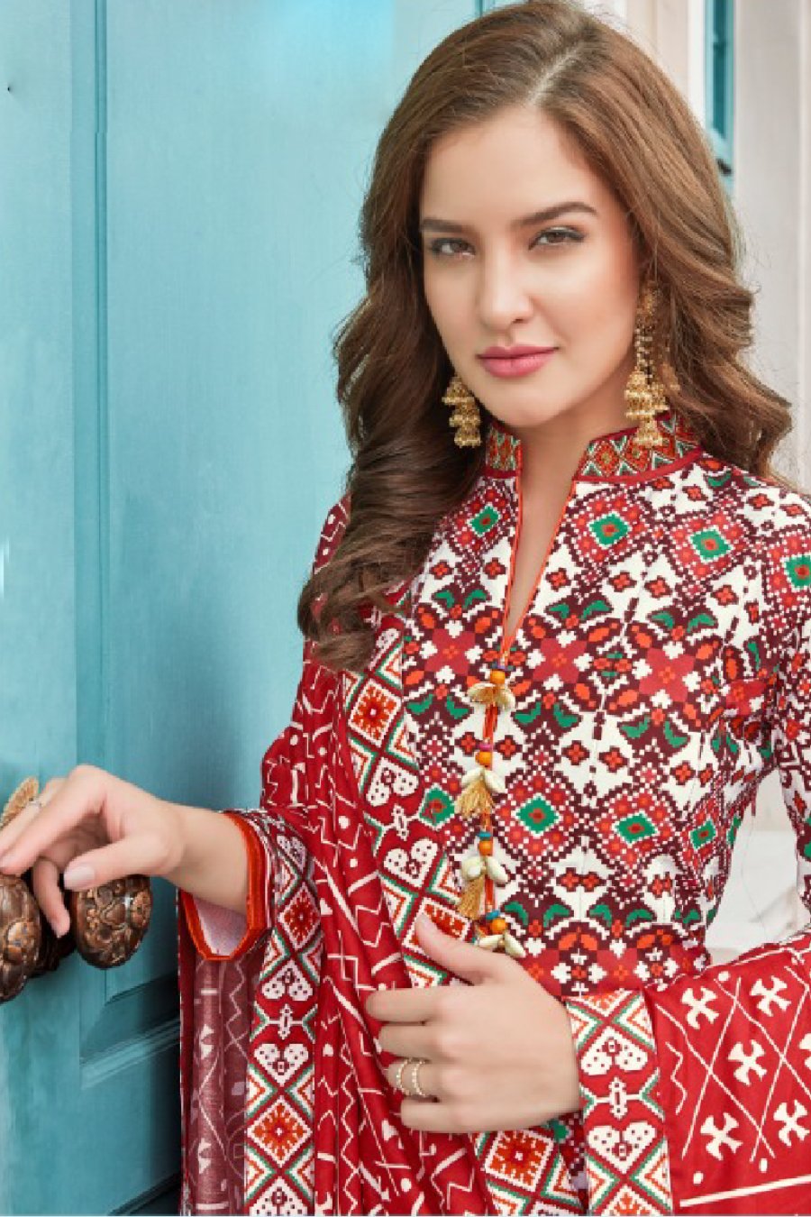 Abstract Multi color Patola Anarkali suit