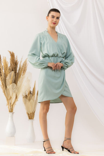 Light Turquoise Elastic Waist Dress