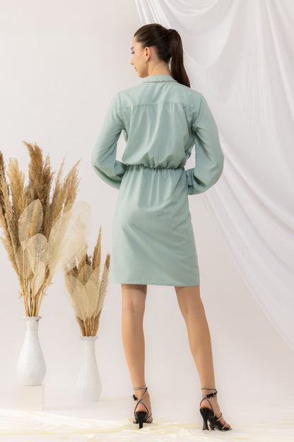 Light Turquoise Elastic Waist Dress