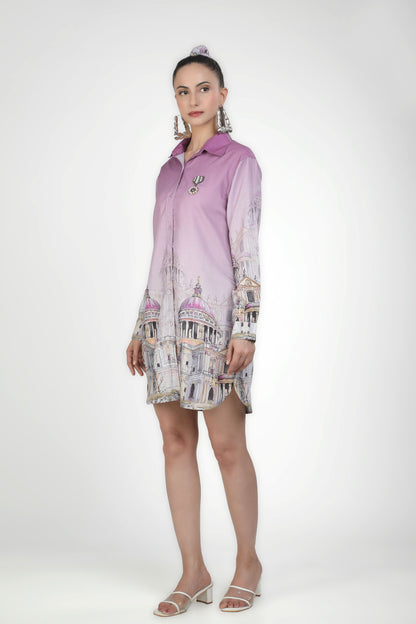 Lilac Landmark Shirt Dress