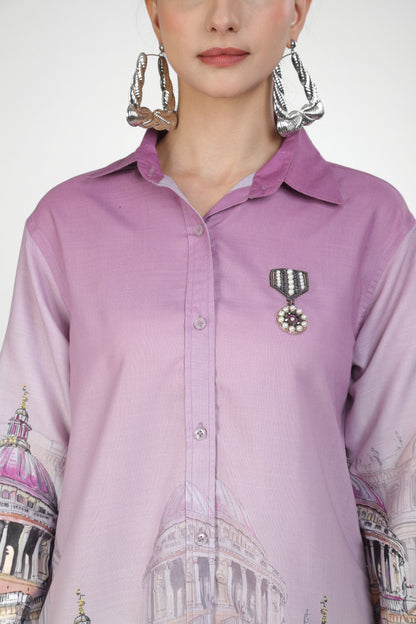 Lilac Landmark Shirt Dress