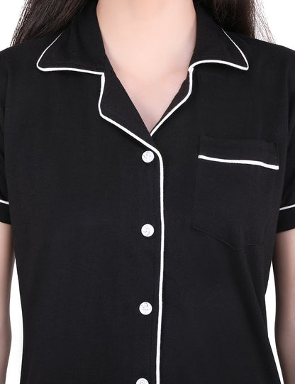 Solid Black Pajama Night Suit Set