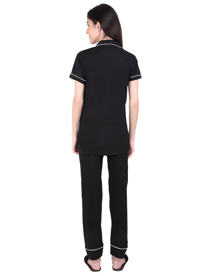 Solid Black Pajama Night Suit Set