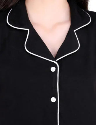 Solid Black Stylist Night Suit Set