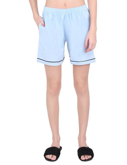 Solid Sky Blue Stylist Night Suit Set