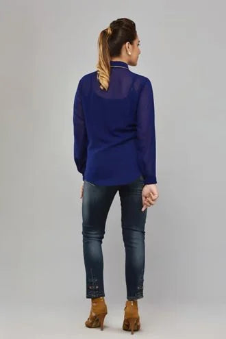 SAI 33 Royal Blue Georgette Shirt