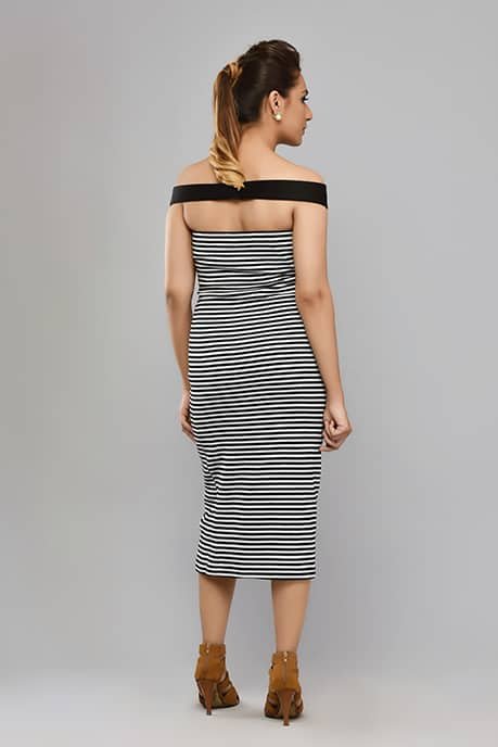 SAI 37 Off Shoulder Dress(Black & White)
