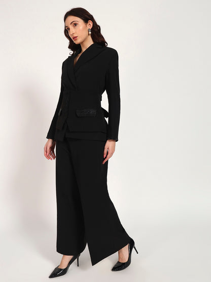 Noir Authority Banana Crepe 3-Piece Blazer Set