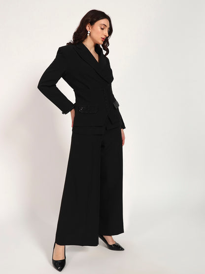 Noir Authority Banana Crepe 3-Piece Blazer Set