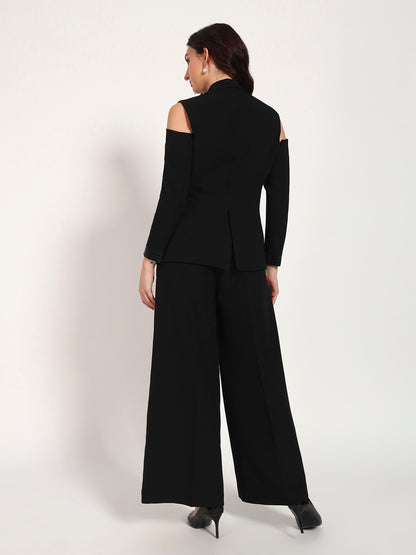 Noir Edge Cold-Shoulder Banana Crepe Blazer Set(Set of 2)