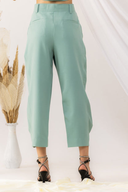 Sea Green Yoka Style Pant With Button
