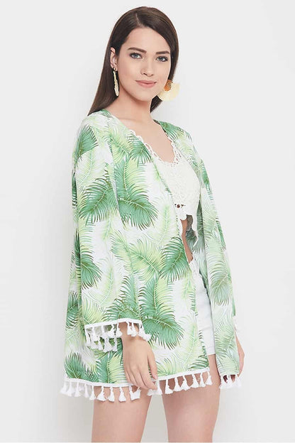 White base tropical kimono