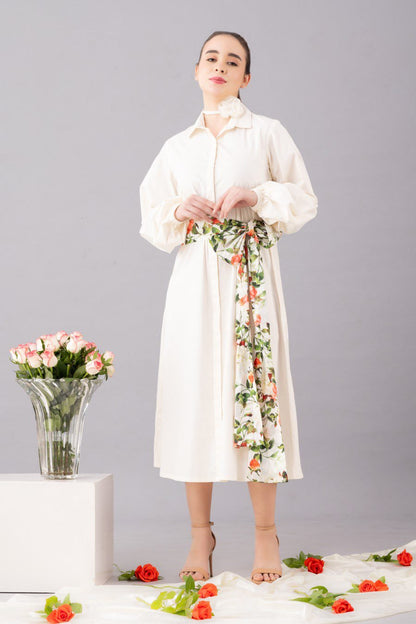 White shirt dress with  belt