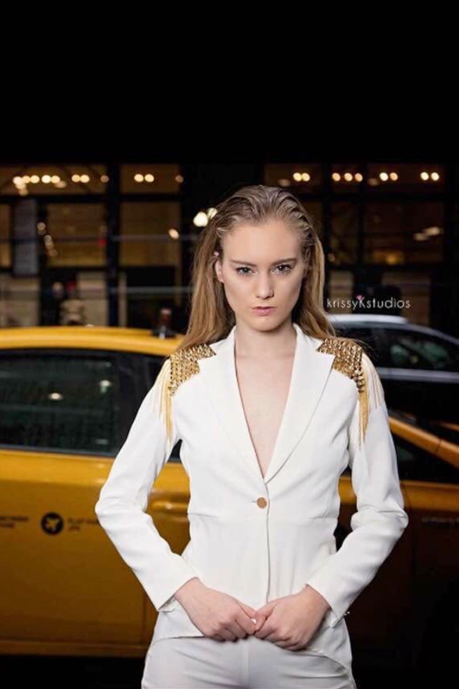 Gold detailed blazer set