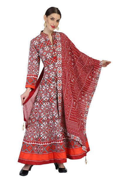 Abstract Multi color Patola Anarkali suit